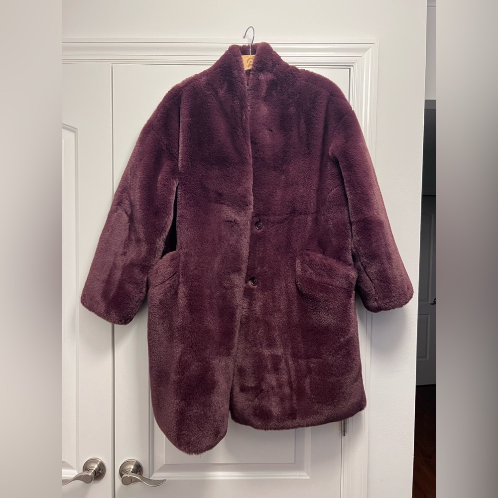 Abercrombie & Fitch Plush Burgundy Coat